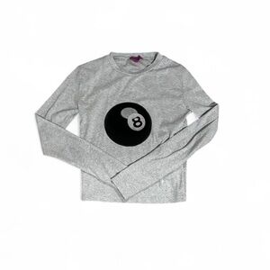 Edikted Gray Long Sleeve Shirt with 8 Ball Graphic